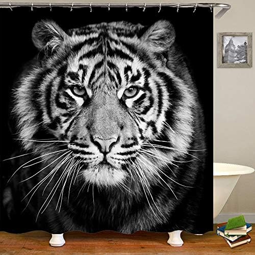 Cortina de chuveiro de tigre shocur, animais altos e poderosos, tema dos garotos adolescentes do safari da floresta, 72 x 72 polegadas