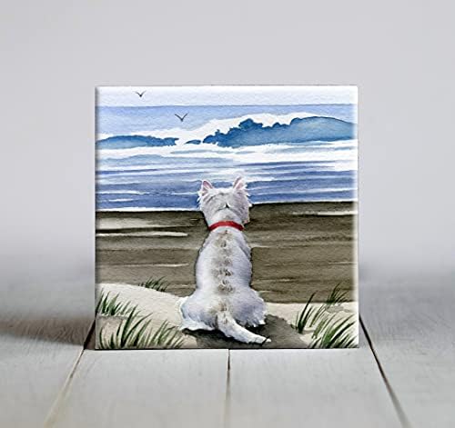 West Highland Terrier Beach aquarela de cães Arte decorativa