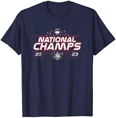 Connecticut Huskies Campeões nacionais 2023 T-shirt de vitória de basquete
