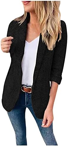 Jaquetas para mulheres, blazer de mangas compridas para mulheres clássicas de outono clássico peplum trabalho slim poliéster lowear