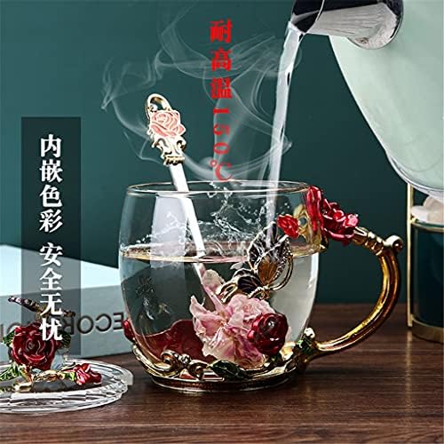 Sxnbh esmalte água xícara de vidro de vidro copo de café fofo fêmea de café da manhã de chá de chá de chá de xícara de chá com tampa