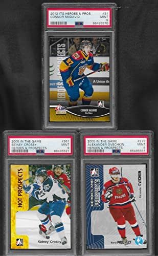 Connor McDavid Sidney Crosby e Alexander Ovechkin no lote de estreante do jogo 3 Cartão PSA Mint 9 NHL Players Superstar