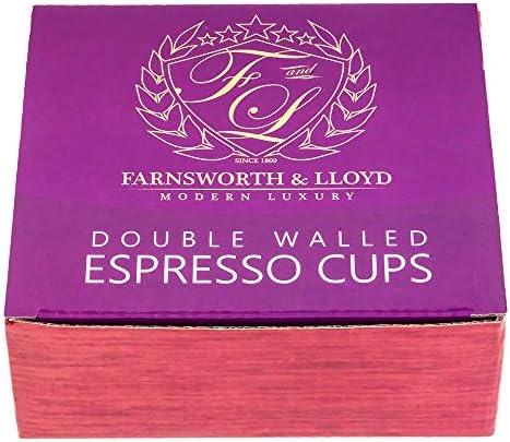 Farnsworth & Lloyd aço inoxidável xícaras de café expresso de parede dupla, conjunto de 4, pequeno