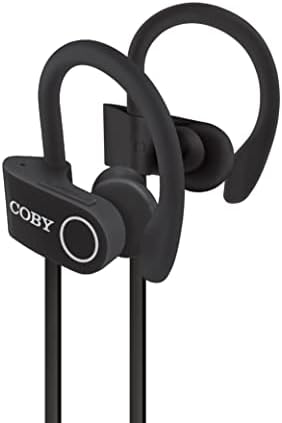 Fones de ouvido Bluetooth Coby com fones de ouvido com 5 horas de reprodução, fones de ouvido esportivos sem fio, fones de ouvido à prova de suor para treino, academia com microfone