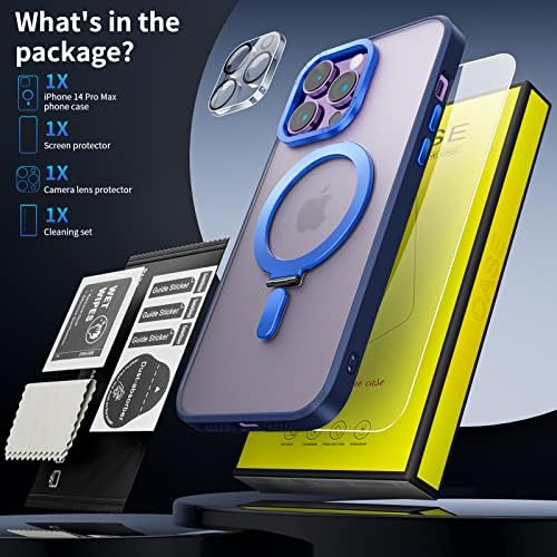 Niufoey para iPhone 12 Pro Max Case com suporte invisível magnético [compatível com magsafe] casos foscos translúcidos e translúcidos à prova de choque para iPhone 12 Pro máximo de 6,7 polegadas, azul