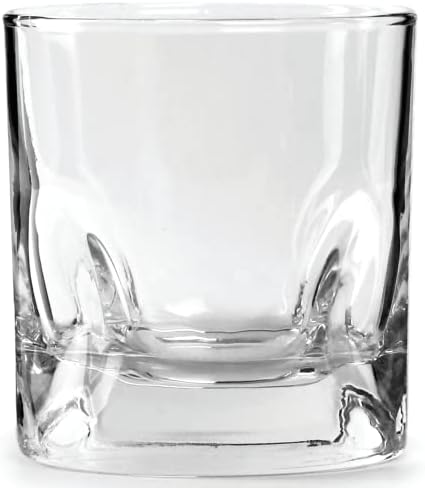 Circleware Bentley Base pesada Uísque de vidro de vidro de vidro de bebidas, conjunto de 4, utensílios de jantar de entretenimento copos para água, suco, barra de bebidas de bebida de bebida de bebida de bebida, 9,5 oz, bentley dof