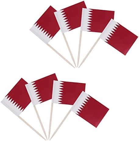 Sinalizador de dente da bandeira do qatar de 100pcs, qatar 2022 Copa do mundo Mini bandeira de bandeira decoração, festa de aniversário de festa de aniversário de festa de frutas de frutas decoração patriótica qatari sinalizador de dente sinalizador de dente