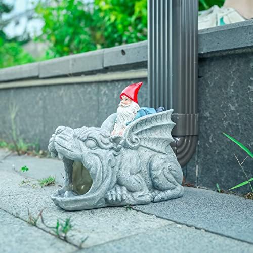 Wonder Glard Gnome Dowspout - Extensões decorativas de calhas, resina à prova d'água para bloqueio ao ar livre para gramado,