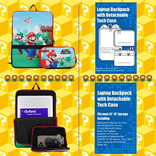 Mochila de Laptop Neoprene de Super Mario Nintendo para Crianças e Adultos, Altover impressão, tiras ajustáveis, estojo