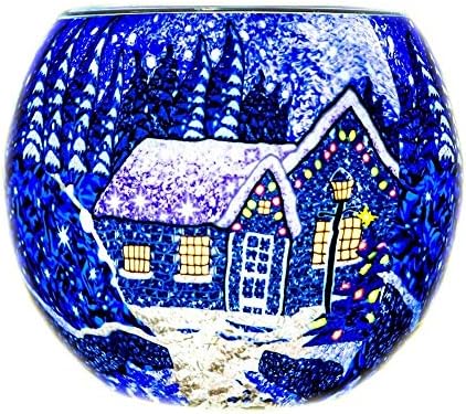 Benaya Glass Nightlight Christmas Tealight Holder - Winter Wonderland