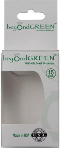 Beyond Green Green Recicled -Plastic Leash Dispenser para cocô de cocô sacos -1 rolo de 15 sacos incluídos -9 x 12