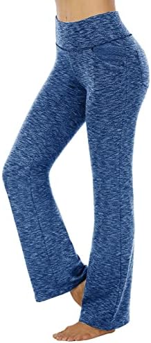 Calça de ioga de bootcut de mulher calças de perna larga para mulheres calças de ioga de bootcut macias para ioga com bolsos
