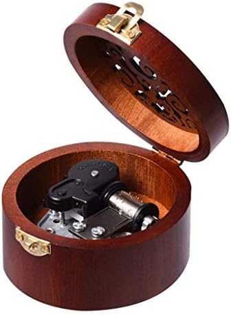 N/A Caixa de música ， Vintage Wood Mecanismo esculpido Caixa musical Wind Up Music Box Presente para ， Caixa Musical de Madeira Round