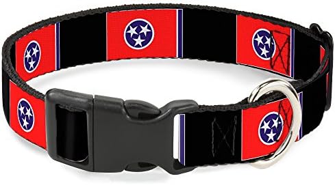 Colar de clipe de plástico de fivela - bandeiras do Tennessee/preto - 1/2 de largura - se encaixa no pescoço 6-9 - pequeno