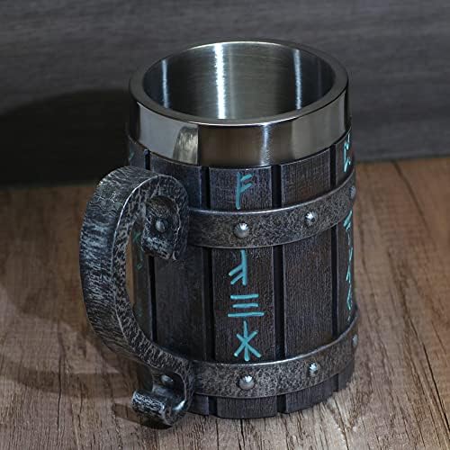 Nordic Viking Rune caneca cerveja Tankard Cup para homens Viking Gift Nórdico Decoração de aço inoxidável Viking Coffee