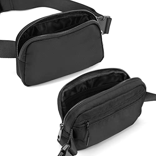 Seadamoo Mini Black Fanny Pack Bags Crossbody para mulheres e homens, bolsa de cinto impermeável com alça ajustável para