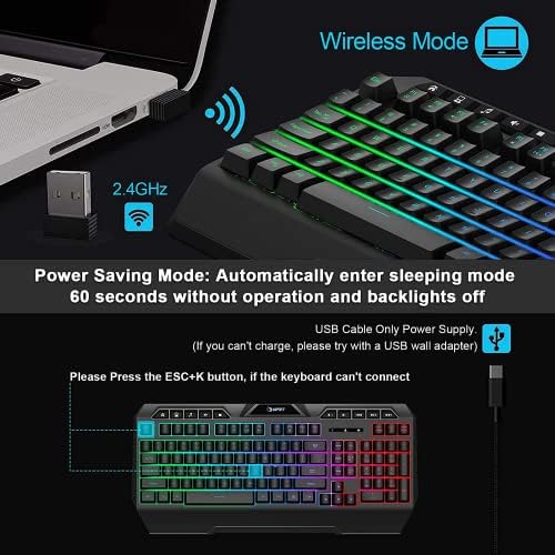 Npet K32 Wireless Gaming Keyboard e Wr30 Padrep Padrão de Pulso do Teclado