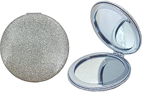 Espelho de maquiagem de maquiagem de viagem compacta com rimosy, espelho de maquiagem de ampliação 1x/2x, portátil para bolsa, bolsa, bolso, espelho dobrável, espelho de 2 lados portátil