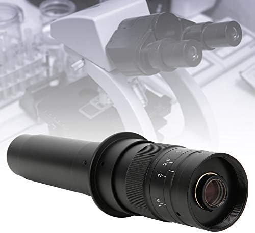 OUMEFAR 300X Ajustável 25 mm de zoom c-montanha lente microscópio Lente da câmera 0,7x-4,5x Microscópio industrial Lente de ampliação de câmera 100mm / 3,9in Distância de trabalho