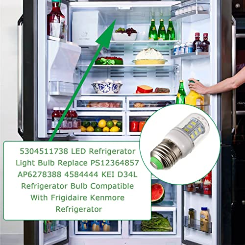SIGANDG 5304511738 Lâmpadas de geladeira 3,5W para Kenmore Frigidaire Electrolux PS12364857 AP6278388 4584444 KEI D34L
