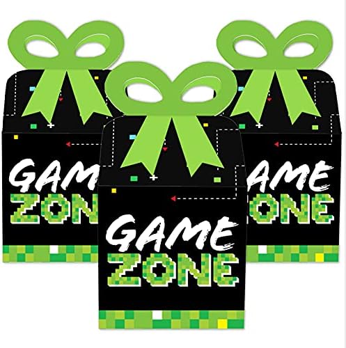 Big Dot of Happiness Game Zone - Square Favor Gift Boxes - Pixel Video Game Party ou Birthday Party Bow Boxes - Conjunto de 12