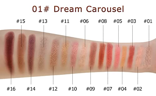 Gecomo 2 em 1 Paleta de sombra de espelho, 16 coloras de maquiagem - brilho, brilho, sombra fosca, paleta de maquiagem à prova d'água duradoura e pigmentada - Presentes perfeitos para mulheres