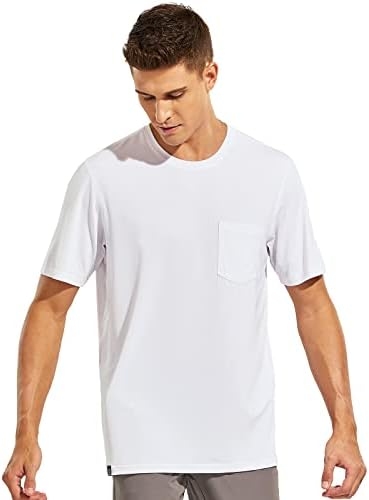 Haimont Mens Lightweight Athletic Workout T-shirts, manga curta de camisetas secas rápidas com bolso