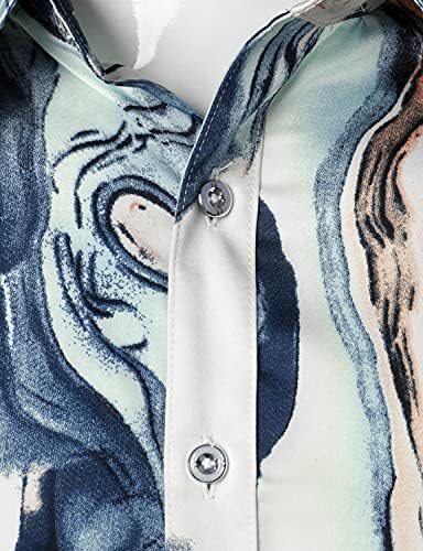 Zeroyaa Men's Hipster impresso Slim Fit Slave Button Up Satin Dress Shirts