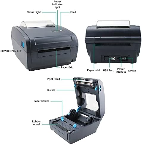 Impressora de etiqueta térmica para 4x6 Pacote de remessa Etiqueta 160mm/s USB e BT Conexão Rótulo da impressora Maker MAX.110MMM Largura do papel