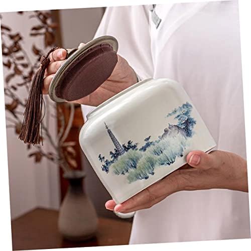 Zerodeko 3 conjuntos de condimentos latas de feijão delicado com chá de folhas de cerâmica de chá bolsa chinesa para café com açúcar garrafa jarra de cozinha recipientes de armazenamento de armazenamento de armazenamento simples pode ser conveniente