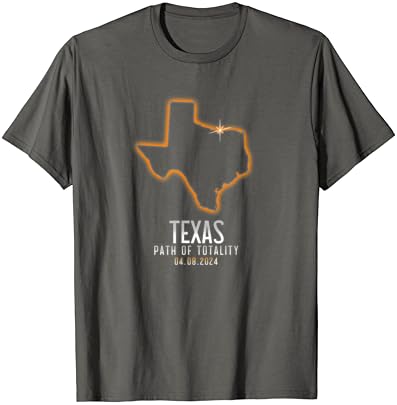 Mapa do Texas Path of Totality 4.8.24 Total Solar Eclipse Total T-Shirt