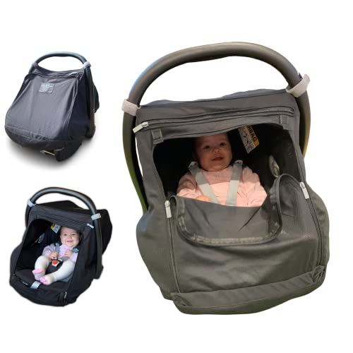 Sol do assento universal do bebê e capa do sono | Deluxe unissex Air permeável Mesh Canopy do assento de bebê | Bloqueios 97,5% de UV | Não toque no sinal de bebê incluído