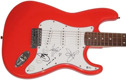 Paramore Banda completa assinou autógrafo em tamanho real Red Fender Stratocaster Guitar Electric B W/ Beckett Bas Carta de autenticidade