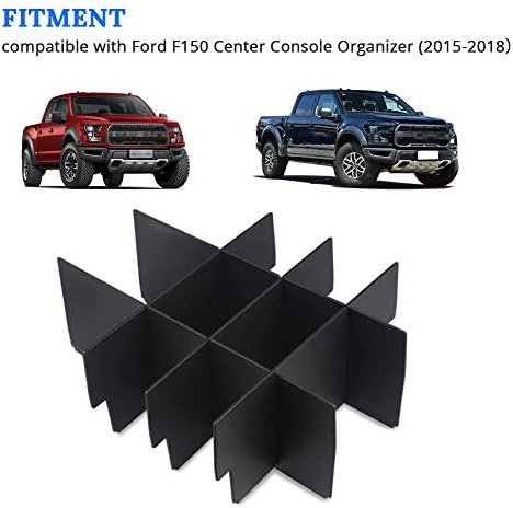 Vanjing Compatível com Organizador do Console Center Inserir Ford F150 2015 2017 Acessórios Organized Disposition Divishers Veículos com um carro anti-deslizamento