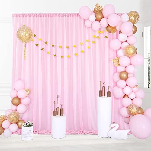 Rugas grátis 10x10ft baby rosa cenário cortinas painéis para festas, cortinas de pano de fundo de poliéster puro para casamentos