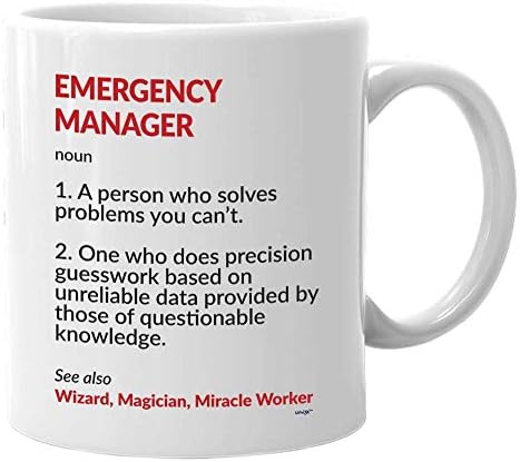 Whizk Manager de emergência Caneca de café - Funny Management Funny Definição Copo de chá de substantivo para homens Mullele Miracle Worker On Christmas Birthday Aposentadoria 11 oz MDF1017