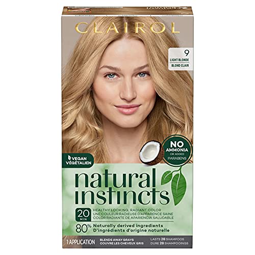 Clairol Instintos naturais Demi-corante de cabelo permanente, 9 luz de cabelo loiro leve, pacote de 1