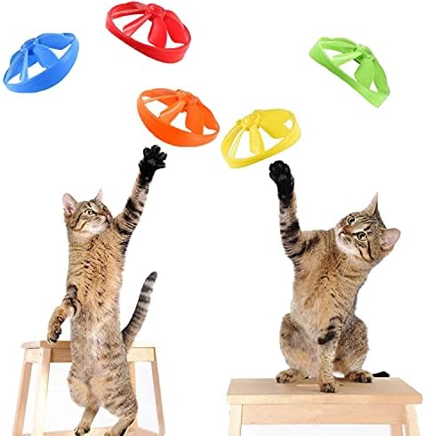 18 peças gatos buscam brinquedos com hélices voadoras coloridas, gato tocando rastreando brinquedos interativos para gatinho interno
