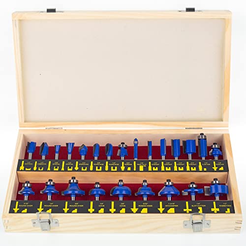Bits de roteador Conjunto de 1/4 de polegada - Baidets 24 peças 1/4 Bits de roteador de tungstênio Bits de roteador de madeira, ferramentas de madeira, para carpinteiro profissional e iniciante
