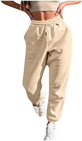 Calça de moletom folgada feminina com bolsos, solto y2k cor sólida cortantes calças calças atléticas de lounge ativo
