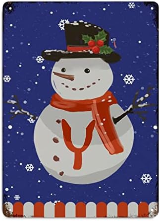 Feliz Natal Metal Plate Carta inicial personalizada Cenagem de neve de neve, cena de inverno de inverno sinais de metal de