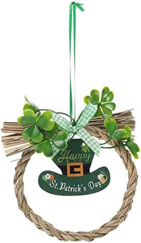 Pretyzoom St. Patricks Day Wreath for Front Door Decorations Greath Shamrock Porta Grinalh Para Decorações Irlandesas
