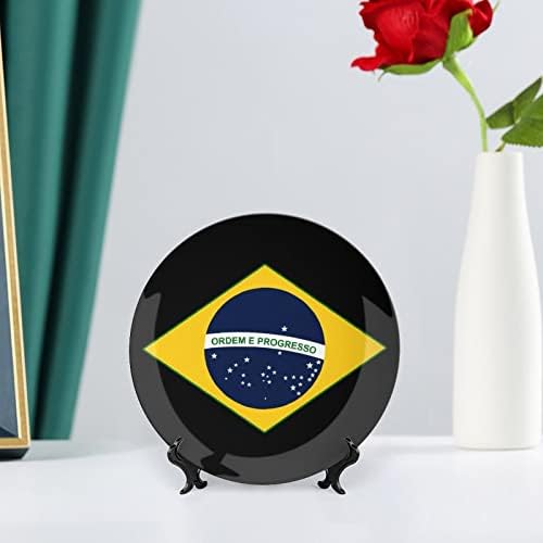 Placas decorativas de cerâmica de bandeira do Brasil com o osso da China pendurada ornamentos Placas de sobremesa