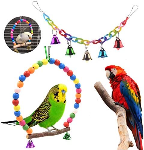 Anteer 12 Pacote Bird Parrot Swing Swing Toys - pendurado Bell Birds Cage Toys Adequado para pequenos periquitos, cockatiel, conures,