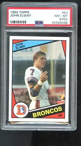 1984 Topps #63 John Elway Broncos RC Rookie PSA 8 Cartão de futebol classificado NFL - Cartões de futebol não assinados