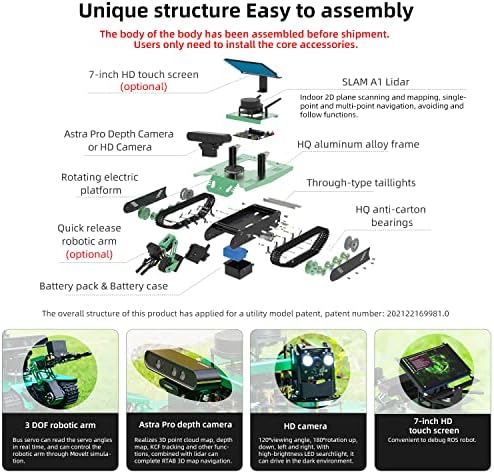 ROM ROBOTIC KIT ROBOT ARM PARA Raspberry Pi 4b Transbot Yahboom Maker （Raspberry Pi 4b não incluir