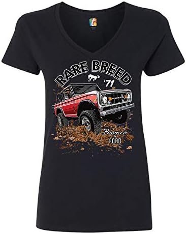 T-shirt Bronco de decote em V de raça rara da camiseta licenciada pela Ford