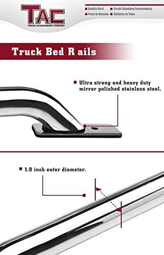 Tac Bed Rails Fit 2014-2023 Chevy Silverado 1500/GMC Sierra 1500 5,5 pés Cama curta T304 Antecedim para a aço inoxidável Trilhos laterais de caminhão da estrada Acessórios externos automotivos