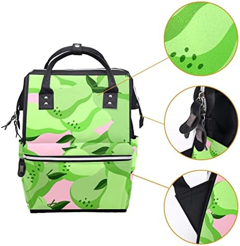 Mochila de viagem Guerotkr, bolsa de fraldas, bolsas de fraldas de mochila, pêra verde da fruta