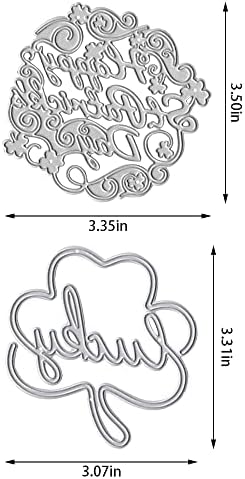 Alibbon Happy Saint Patrick Die Cuts para fabricação de cartas, Irish Shamrock Folhas Cortando moldes de modelo de metal,